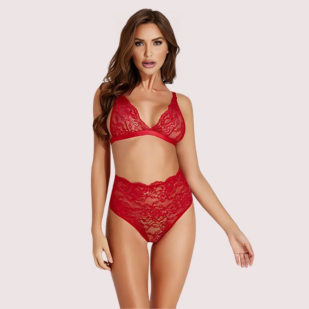 Sexy” stretch lace sexy bra set